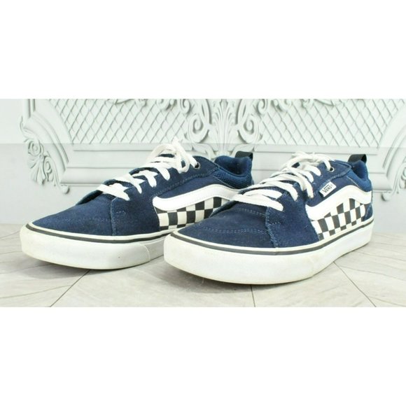 Vans Of The Wall Blue Suede Lace Up Checkerboard Skate Sneakers Shoes Size 8 - Picture 2 of 9
